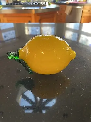 VINTAGE Murano Style Yellow Lemon Art Glass Fruit 5 L • $19.99