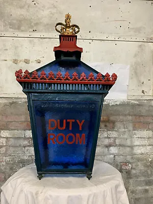 £2250 • Buy Stunning Rare Victorian Military Police Lantern Cast Iron Blue Glass Light