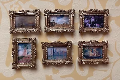 6 X Dolls House Oil Paintings Miniature Masterpieces Picture Frame IMPRESSIONIST • £10.99