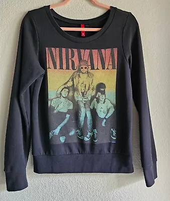 H&M 2011 Nirvana Sweatshirt Black Juniors Women's Sz 8 READ MEASUREMENTS • £23.35