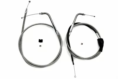 46  Stainless Steel Throttle And Idle Cable Set For Harley Davidson By V-Twin • $58.92