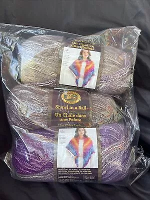 Lion Brand Shawl In A Ball Yarn Mindful Mauve Lot 3 Skeins Purple Gray White New • $16.99