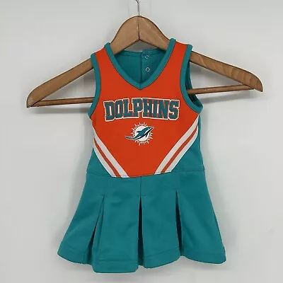 Miami Dolphins Dress Girls 18 Months Blue Orange NFL Fit Flare Cheerleader • $9.50