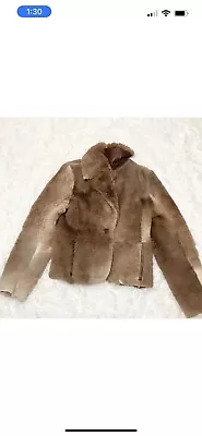 Max Mara White Tag Teddy Bear Kangaroo Real Fur Coat Camel Brown Jacket  M S XS • $259