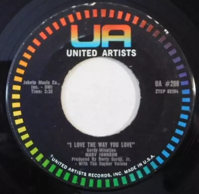 Soul R&b Record MARV JOHNSON I Love The Way You Love UNITED ARTISTS 45 • $4.85