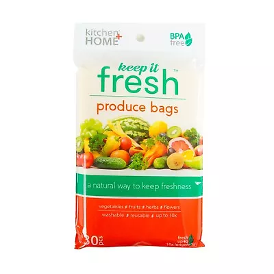 Keep It Fresh Produce Bags 30 Fruit Veggie Freshness Green Bags & Twist Ties • $10.99