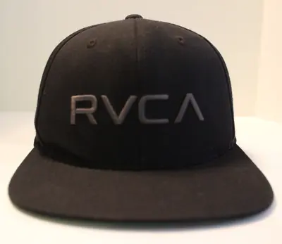 RVCA Black Adjustable Snapback Hat Grey Embroidered Logo • $10