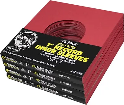 (100) 7  Record Inner Sleeves - Premium COLORED Red Paper 45rpm ARCHIVAL • $32.99