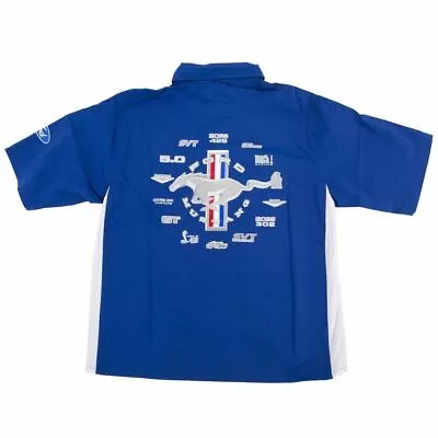 Mustang Multi-Logo Pit Shirt - Royal Blue & White - Great Button Down! LOOK! • $75.87