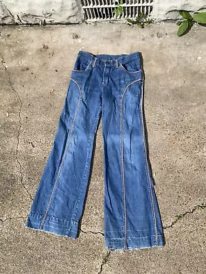 Vintage 1970’s Bell Bottom Jeans Women’s Blue Denim Cheap Jeans   • $88