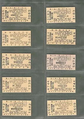 London Underground Platform Tickets. 10 Mint All Different Stations C1950s • £10