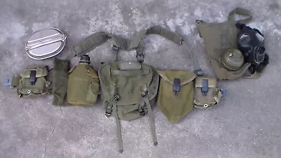 Old US Vietnam War To 1990s Era M61 Butt Pack Backpack M56 Suspender Set (USED) • $135