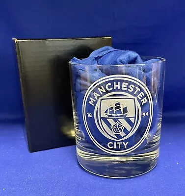 The Manchester City Whisky Or Mixer Glass With Engraved Man City Club Crest. • £24.99