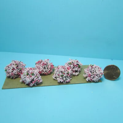 Dollhouse Miniature Outdoor Border Plants Shrubs Pink Set Of 6 CABPL15 • $6.29