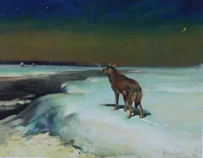 Lone Wolf Dark Snowy River By Alfred Kowalsky-Wierusz Vintage Art • $16.95