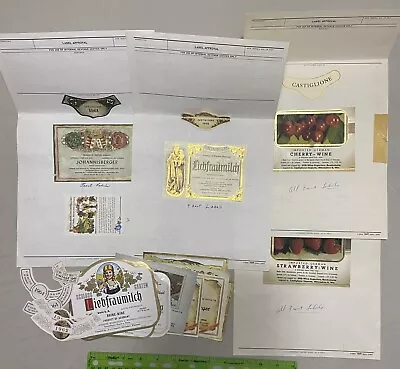 4 Vintage German Germany Wine Label Approval Forms & Labels Lot Schlossgarten + • $17.50