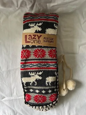 Lazy One Muk Luk Moose Fair Isle Slippers L/XL • $12.99