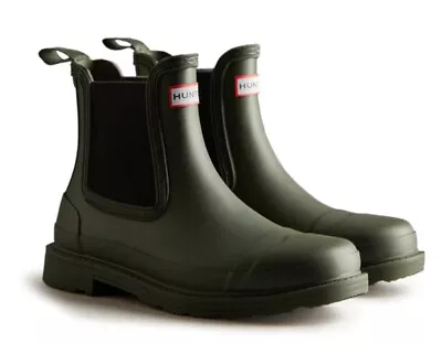 Hunter Original Commando Chelsea Rain Boot Women. Size 7. Utility Green • $100