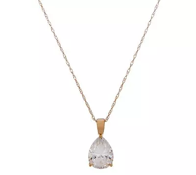 QVC Solid 14K Gold Diamonique 2.00cttw Pear Solitaire Pendant With 18  Chain • $199.99