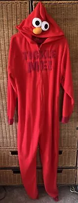 Sesame Street Elmo Costume Adult L/XL One Piece Hood Fuzzy Jumper “Tickle Me” • $35