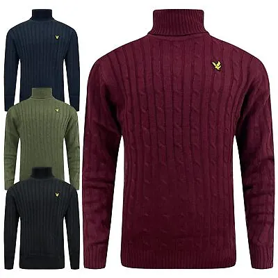 £18.99 • Buy Lyle & Scott Mens Turtle Neck Cable Knitted Roll Up Jumper Polo Sweater Pullover