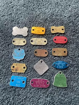 Vintage Dog License Tags - Lot Of 15 60’s 70’s 80's 90's - Pennsylvania 1 NJ • $14.99