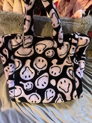 H&M Purple Smiley Fluffy Bag (preloved-gently) • $25