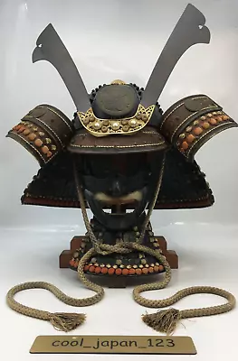 Japanese Old Samurai TOKUGAWA 徳川 Wearable Kabuto Helmet Face Mask W/Stand • $2500