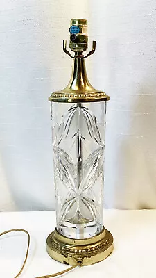 Vintage LEVITON Lead Crystal Table Lamp Regency 19 X 5 • $87.77