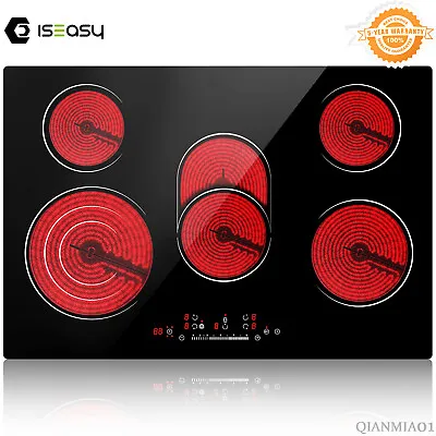 IsEasy 77cm Built-in Electric Ceramic Hob | 5 Zone Frameless Slide-Touch Control • £152.99