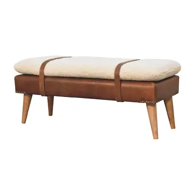 Boucle Buffalo Hide Leather Bench • £279.79