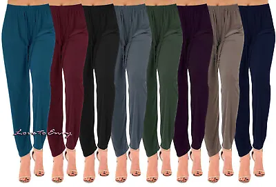 Ladies Straight Leg Summer Trousers Tapered Stretch Casual Elasticated Palazzos. • £10.95