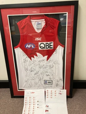 $550 • Buy Sydney Swans Signed & Framed Jersey
