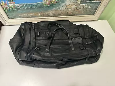 Leather Tote/Gym  Bag-Black/16  X  8  X 6  • $25