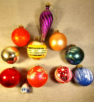 Mixed Lot (11) VTG SHINY BRITE Glass Christmas Ornaments Balls/Spiral & Light • $39.88