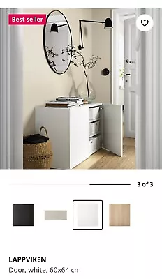 2 IKEA LAPPVIKEN White Doors Size 60x64cm 502.916.76 Fits BESTA Cabinet Frame • £43