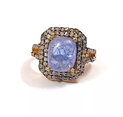 Elegant Tanzanite Gemstone Pave Diamond 925 Sterling Silver Ring Women Jewelry • £98.64