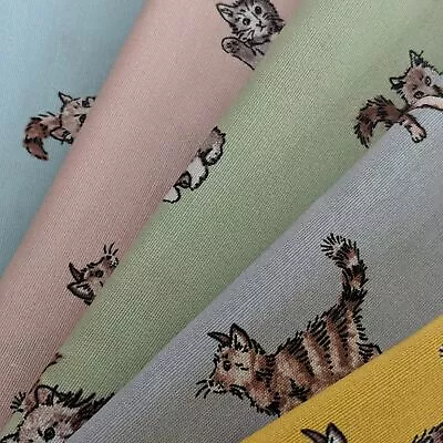 Shabby Cats Design Cotton Rich Linen Fabric Curtaining & Upholstery 54  Wide • £1.89