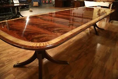 Mahogany Dining Room Table With Three Leaves Opens To 142  And Seats 14 People • $6500