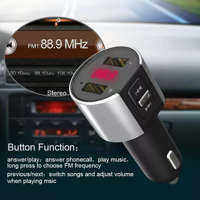 Bluetooth FM Transmitter Wireless In Car Radio MP3 Player USB Chargers Handsfree • £3.99