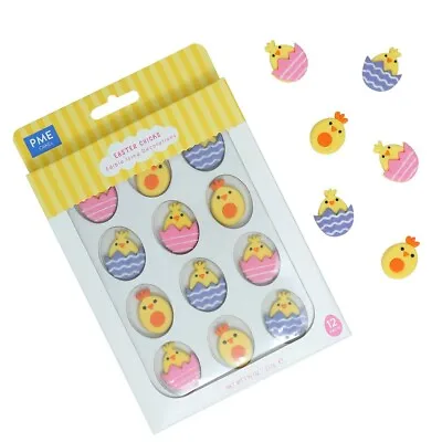 Easter Edible Cupcake Cake Toppers Sugar Decorations - Chicks Set Of 12 • £7.85