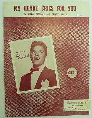 Sheet Music  My Heart Cries For You  1950 • $8