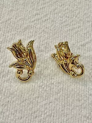 AVON 1990 Gold Tone Spring Tulip Pierced Post Earrings Vintage • $6.99