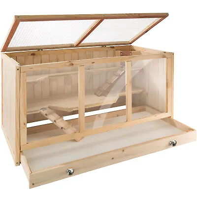 Hamster Cage Enclosure Wooden Small Animal Rodent Cages Wood Mouse Hutches • £90.99
