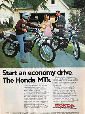 Vintage 1974 Honda MT-250 Motorcycle Original Color Ad A414 • $5.65