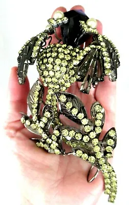 LAWRENCE VRBA 6   MASSIVE Yellow Crystals Flower Vintage Pin Brooch • $799.99