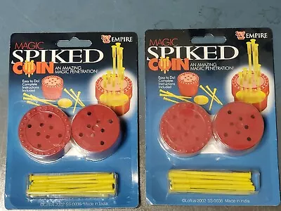 Set Of 2 Spiked Coin Magic Trick Penetration Close Up Easy Kid Child Toy Gift  • $9.95