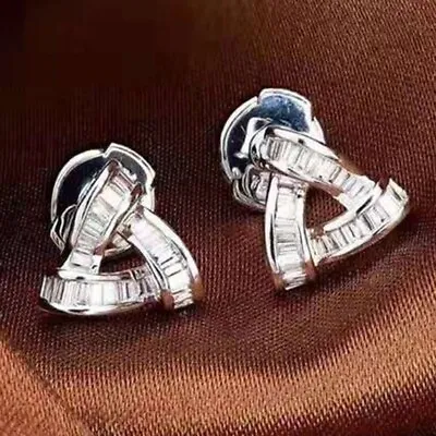 £10.01 • Buy 0.21Ct Natural Diamond 14K White Gold Cluster Earrings EU118-14-21