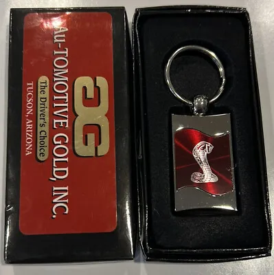 FORD MUSTANG COBRA Rectangle Wave Key Fob Ring Keychain Red Burgundy NEW IN BOX • $13.50