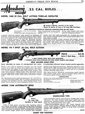 1953 Print Ad Of Mossberg Model 146B 144 151M Rifle • $9.99